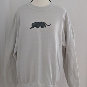 Topshop Light Gray Cat Motif Men's Crewneck Sweater